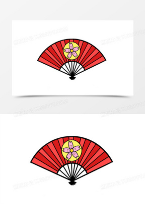 手绘卡通樱花日式折扇元素