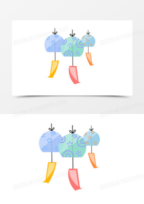 卡通手绘日式风铃免抠元素