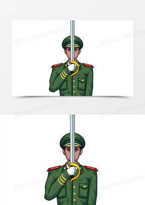 手绘插画风手持利剑军人素材