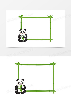 卡通动物熊猫竹子边框