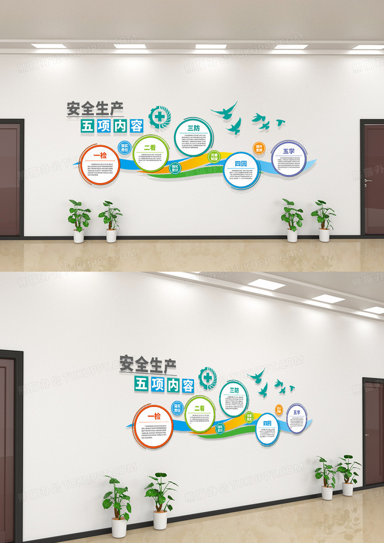 简约风安全生产五项内容安全生产文化墙