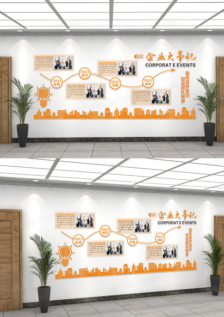 橙色企业大事记公司企业文化宣传文化墙设计大事记文化墙