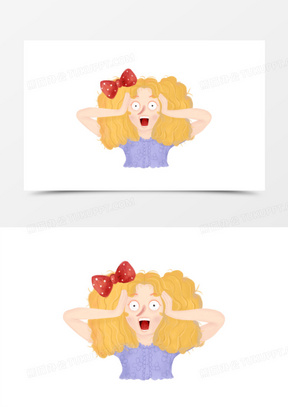 手绘插画抓头表情包素材