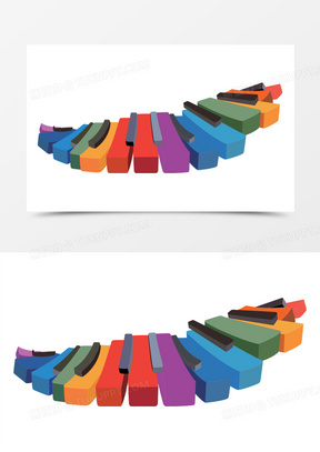 彩色钢琴键矢量