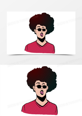 手绘波普风男孩免抠元素