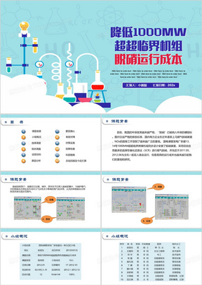 蓝色简约风发电厂QC小组成果报告PPT模板