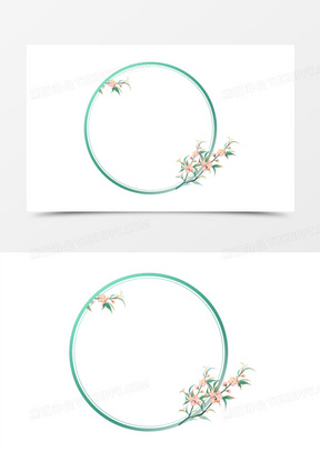 手绘青色古风边框素材