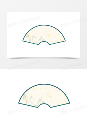 手绘古风扇形淡雅边框元素