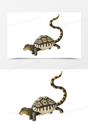 手绘插画风山海经旋龟免抠元素