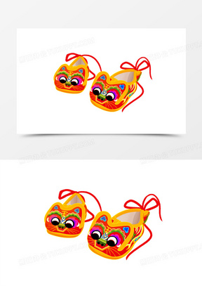 卡通简约虎头鞋民俗元素