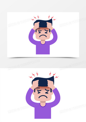 卡通手绘头疼的男孩免抠元素