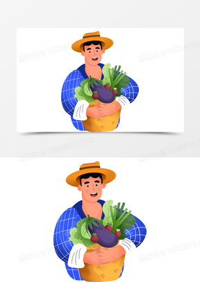手绘卡通丰收蔬菜免抠元素