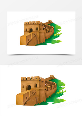 手绘卡通长城免抠元素