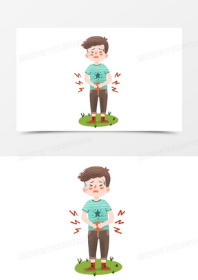 肚子痛卡通图片