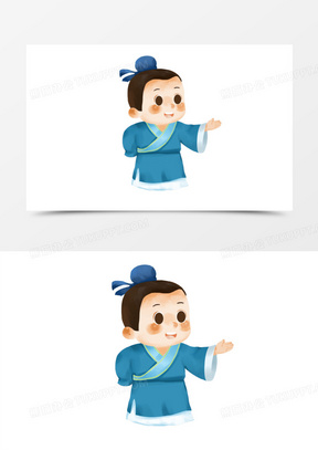 手绘卡通古人介绍免抠元素