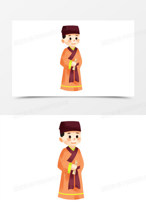 卡通手绘站立的古代书生免抠元素