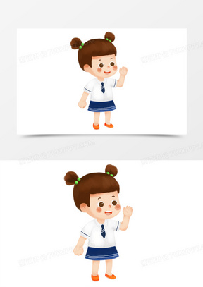 卡通穿民国校服的男女学生素材911卡通手绘穿校服高中生在草坪读书免