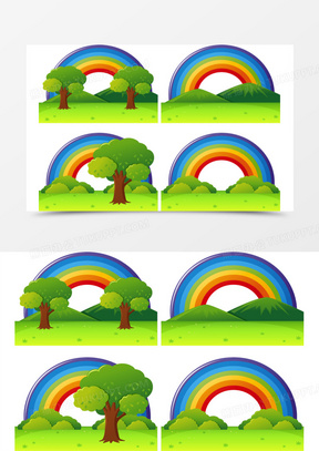 雨后彩虹的草地
