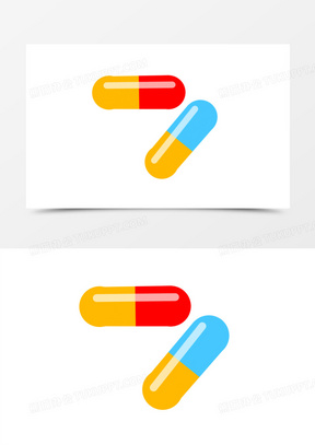 卡通手绘彩色药丸胶囊免抠元素