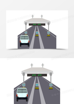 高速公路收费站简笔画图片