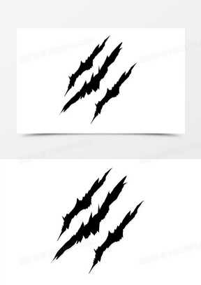 手绘黑色虎爪印装饰素材