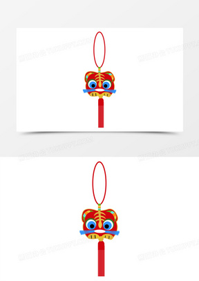 卡通手绘传统可爱虎头挂件元素