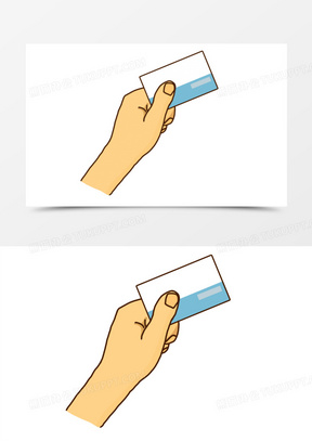 手绘卡通递名片手势元素