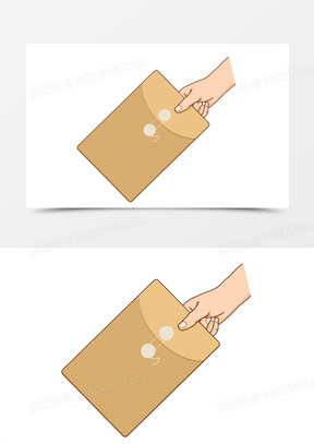 手绘卡通递文件手势元素