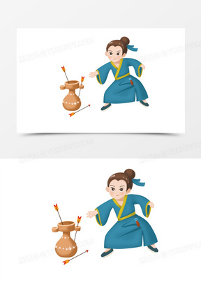 卡通风格中国传统文化投壶元素