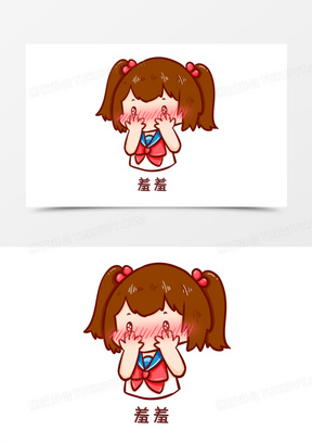 小女孩害羞捂脸简笔画图片