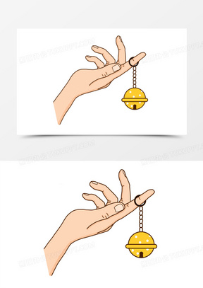 手绘卡通递钥匙扣手势元素