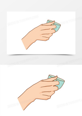 手绘卡通递茶杯手势元素