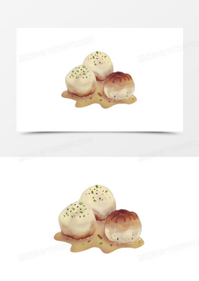 生煎包手绘画素材图片
