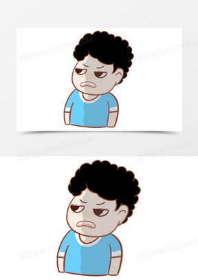 卡通手绘黑脸嫌弃表情免抠素材