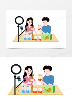 卡通手绘直播带货免抠元素