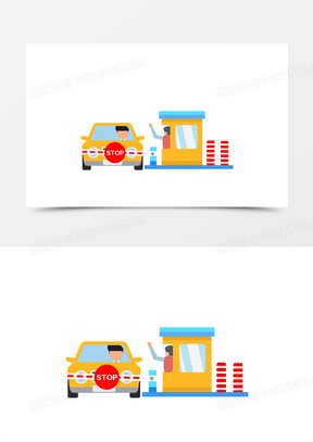 手绘高速收费站素材