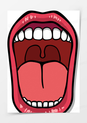 矢量手绘张大的嘴巴