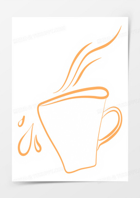 手绘咖啡杯样式宣传海报