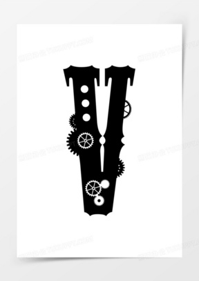 蒸汽朋克风格字母v