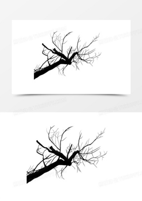 手绘秋天枯树枝装饰元素