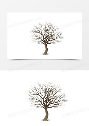 手绘卡通矢量枯树枝素材