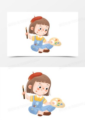 图片1132绘画的女孩62手绘画家女孩700手绘画家女孩600卡通人物20矢量