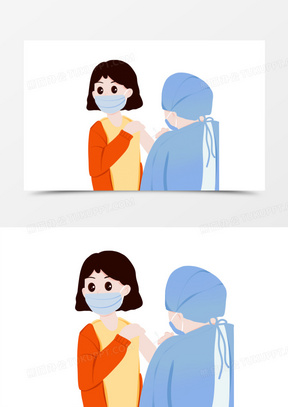 手绘卡通打疫苗元素