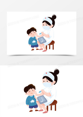 卡通手绘护士打针免抠元素
