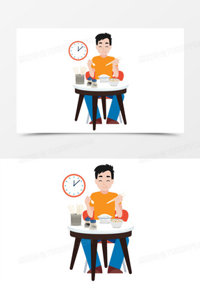 手绘卡通中午干饭时间公司吃饭元素