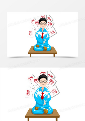 卡通手绘满分学霸免抠元素