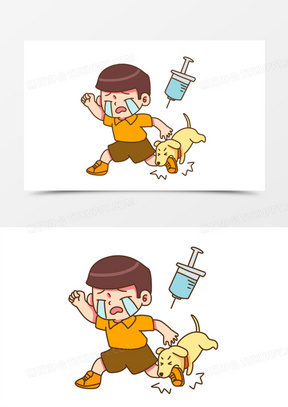 手绘卡通狂犬病恶犬素材