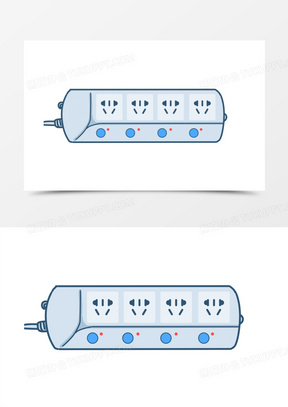 手绘卡通插座插线板素材