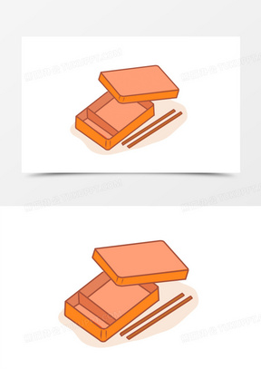 手绘卡通饭盒便当盒素材