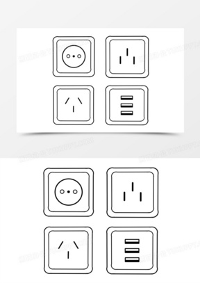 简笔画插座组合元素200一组插座简笔画图标元素381手绘一组简笔插座